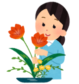 イラスト：花を飾る女性
