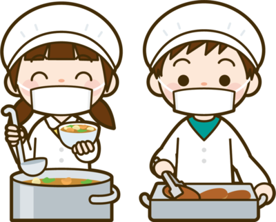イラスト：給食の配膳