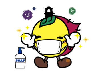 イラスト：マスクと手袋で感染症予防をするときも