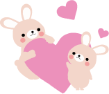 イラスト：うさぎ親子とハート