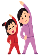 体操をしている親子のイラスト
