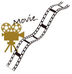 映画のフィルムと映写機のイラスト