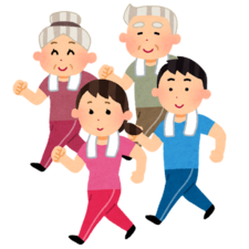 イラスト：ウォーキングに励む様子