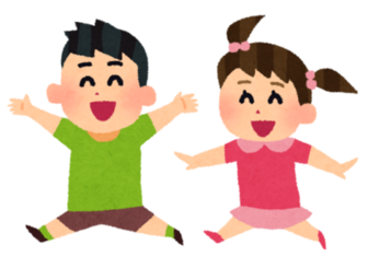 楽しく遊ぶ男女の子どもたちのイラスト