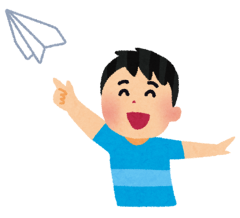 イラスト：飛行機を飛ばす子ども