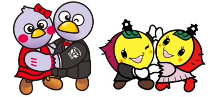 コバトンとときもがダンスをしているイラスト