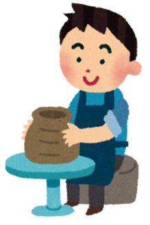 陶芸をする男性のイラスト