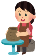 陶芸をする女性のイラスト