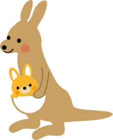 カンガルー親子のイラスト