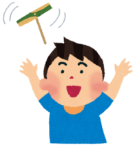竹とんぼを飛ばす子どものイラスト