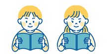 本を読む男の子と女の子のイラスト