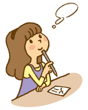 絵手紙を書く女の子のイラスト