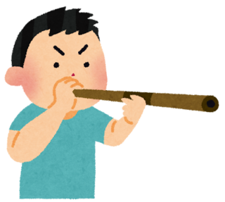 健康吹き矢をしている男性のイラスト