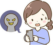 スマホ詐欺にあっている女性のイラスト