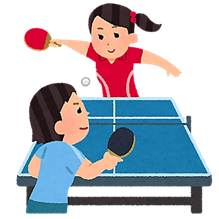 卓球をしている女性と男性のイラスト