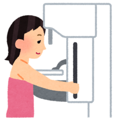 マンモグラフィ検査を受ける女性のイラスト