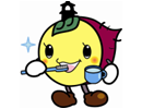 イラスト：歯磨きをしている川越市マスコットキャラクターときも