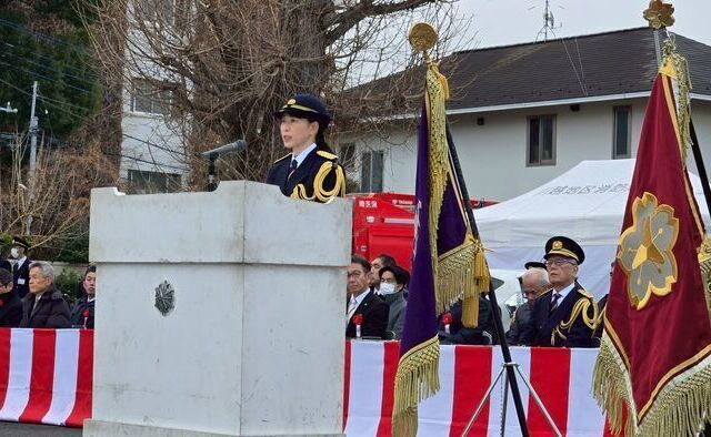 写真:消防出初式での市長挨拶の様子