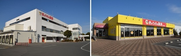 本社・川越工場（左）及びぎょうざの満洲川越的場店（右）の外観写真