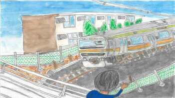 写真：優秀賞　『今日もベランダからやっほー』の絵