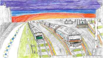 写真：優秀賞　『夕ぐれの川越駅』の絵