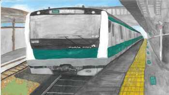 写真：優秀賞　『毎日走行ありがとう川越線』の絵