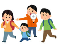 避難誘導しているイラスト