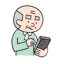 スマホを使う高齢者のイラスト