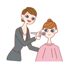 女性をメイクしているイラスト