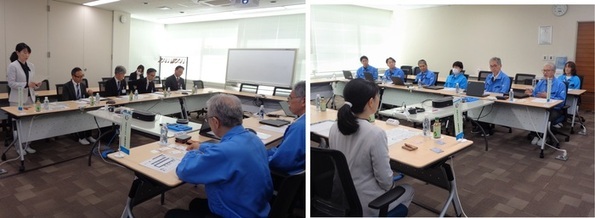 挨拶を述べる森田市長（左）と武州製薬株式会社の皆様（右）の写真