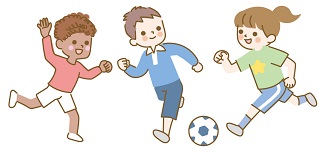 イラスト画像：こどもたちがサッカーをしている様子