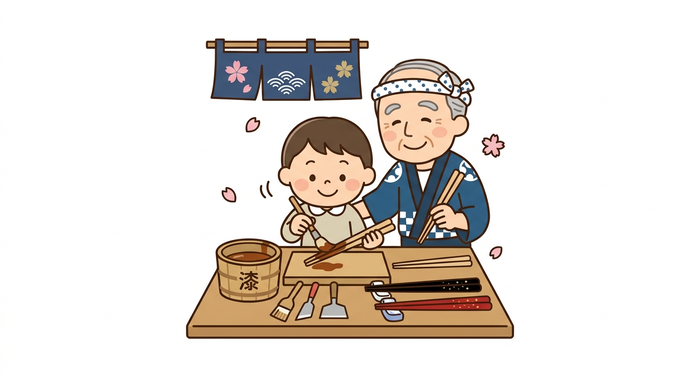 体験講座漆でお箸をつくってみようのイラスト