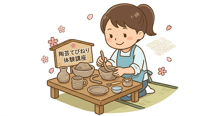 体験講座陶芸手びねり体験講座のイラスト