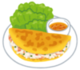 イラスト　バインセオ（ベトナム料理）ターメリックとココナツ生地のお好み焼き