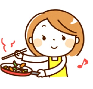 料理をしている女性のイラスト
