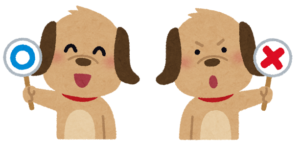 クイズに答えている犬のイラスト